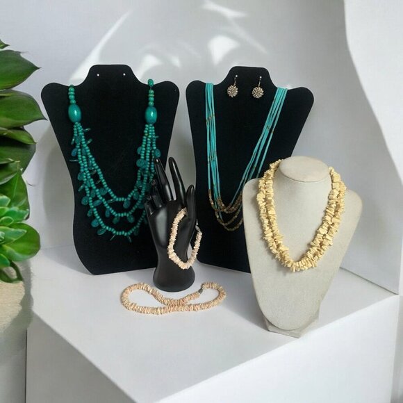 Beach Jewelry Lot 6 pc Shell Coconut Wood Leather - Picture 8 of 9